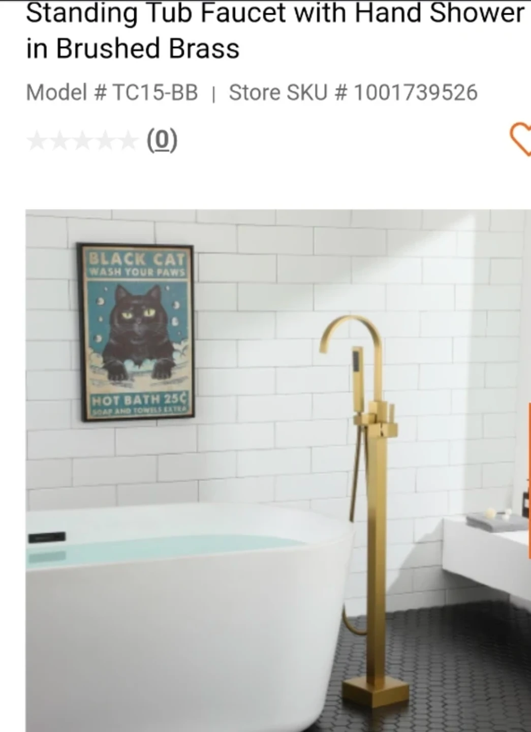 Standing Tub Faucet with Hand Shower - Brushed Brass