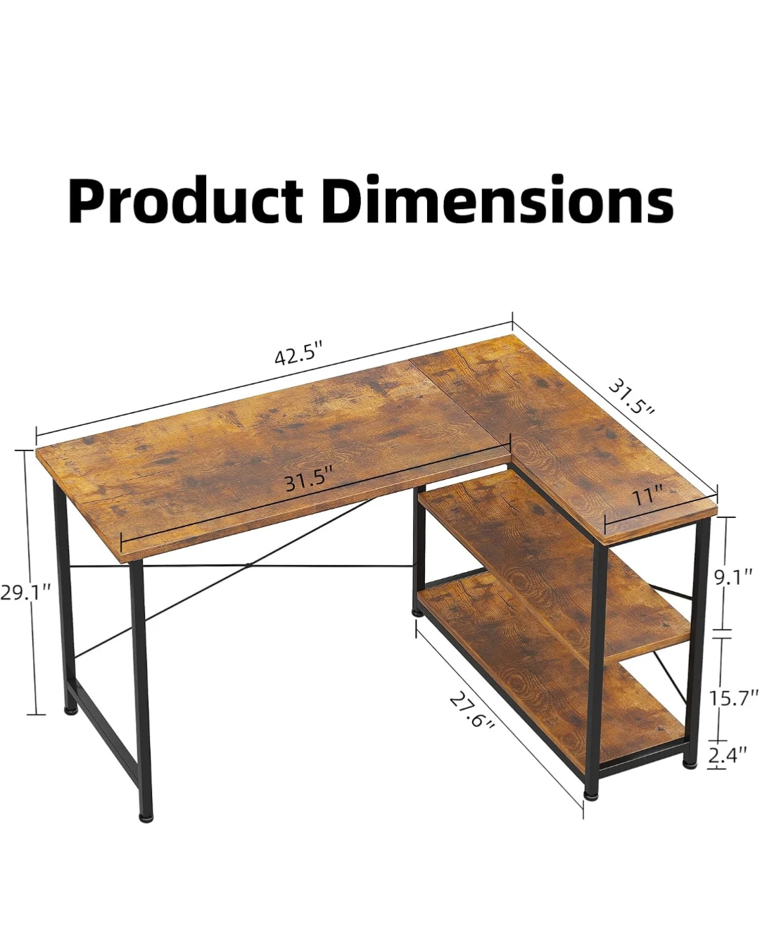 L-Shaped Computer Desk with Shelves - photo 2