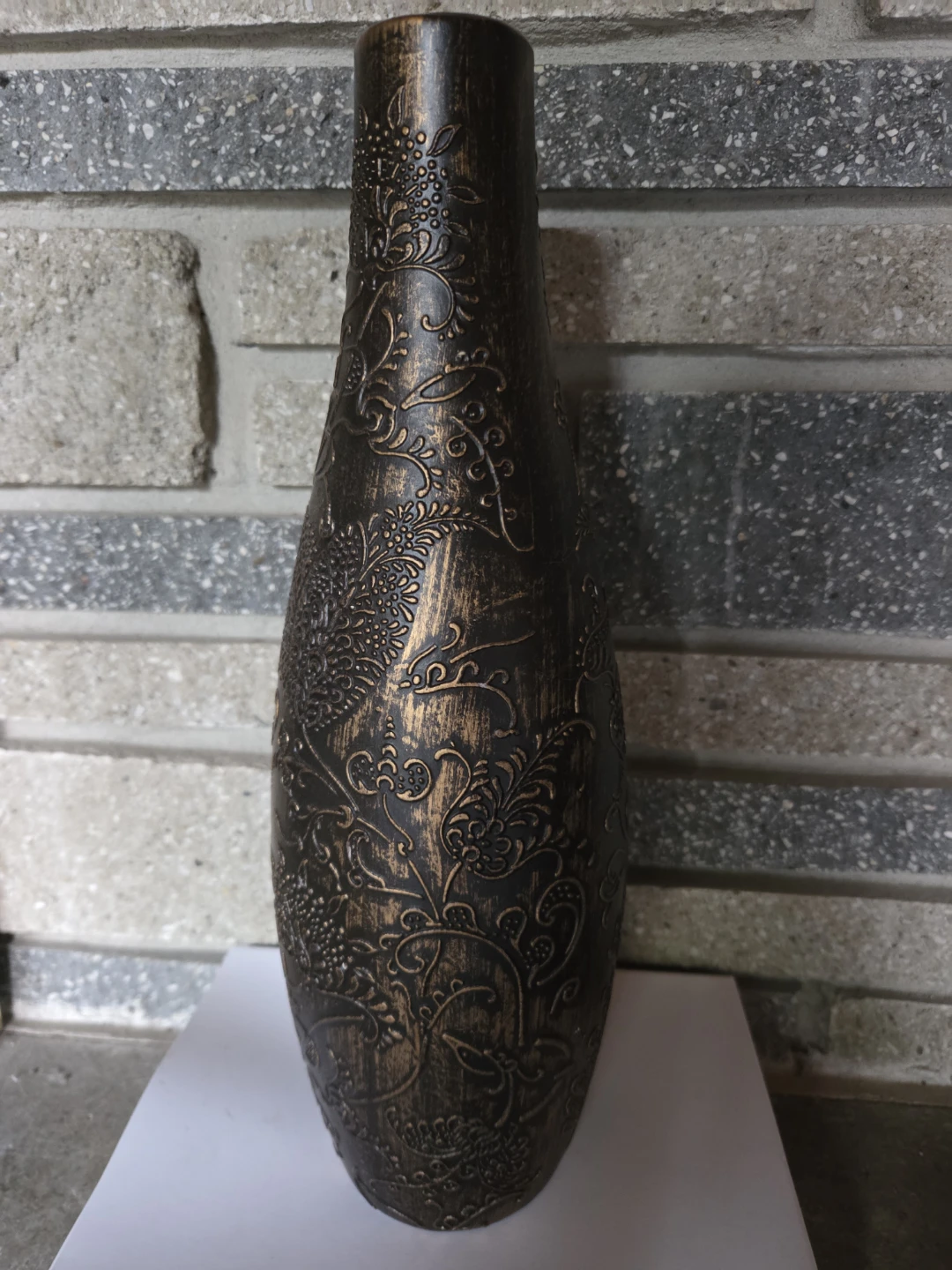 Embossed Dark Bronze Decorative Vase