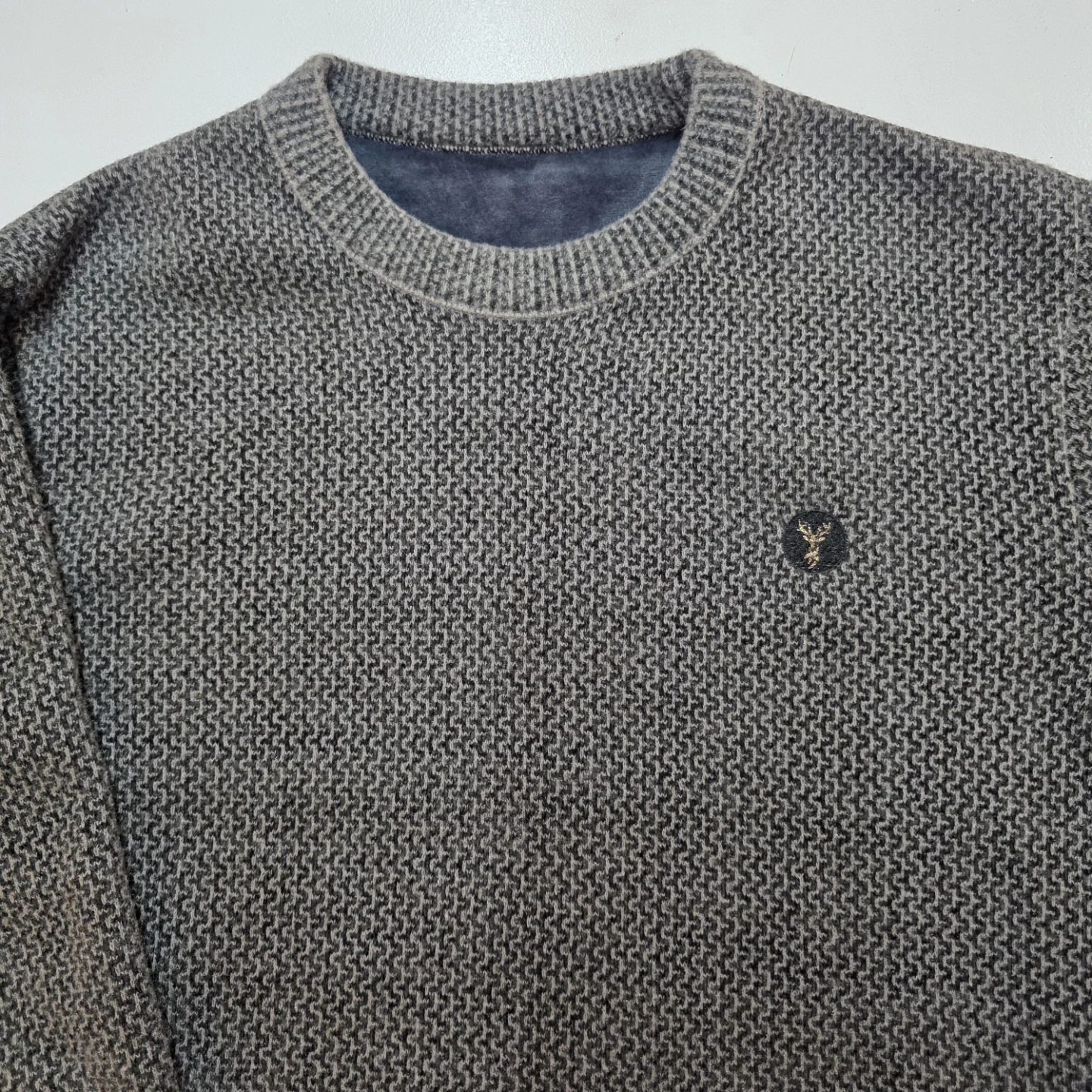 Grey Textured Fleece-Lined Sweater - photo 2