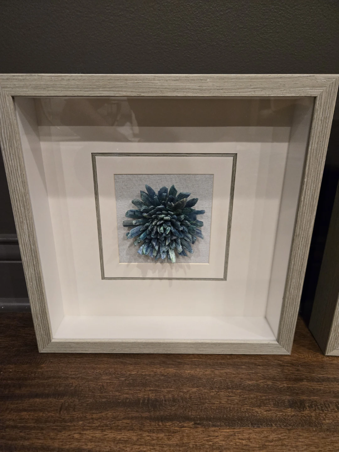 Set of Two Framed Blue Crystal Flower Art - photo 2