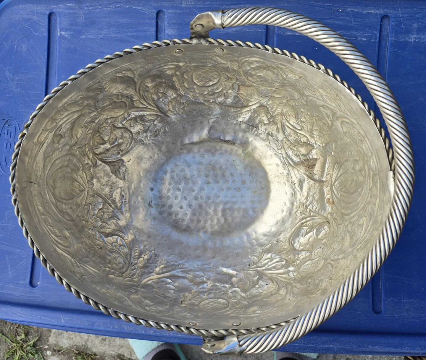 Vintage Embossed Metal Decorative Basket - photo 2