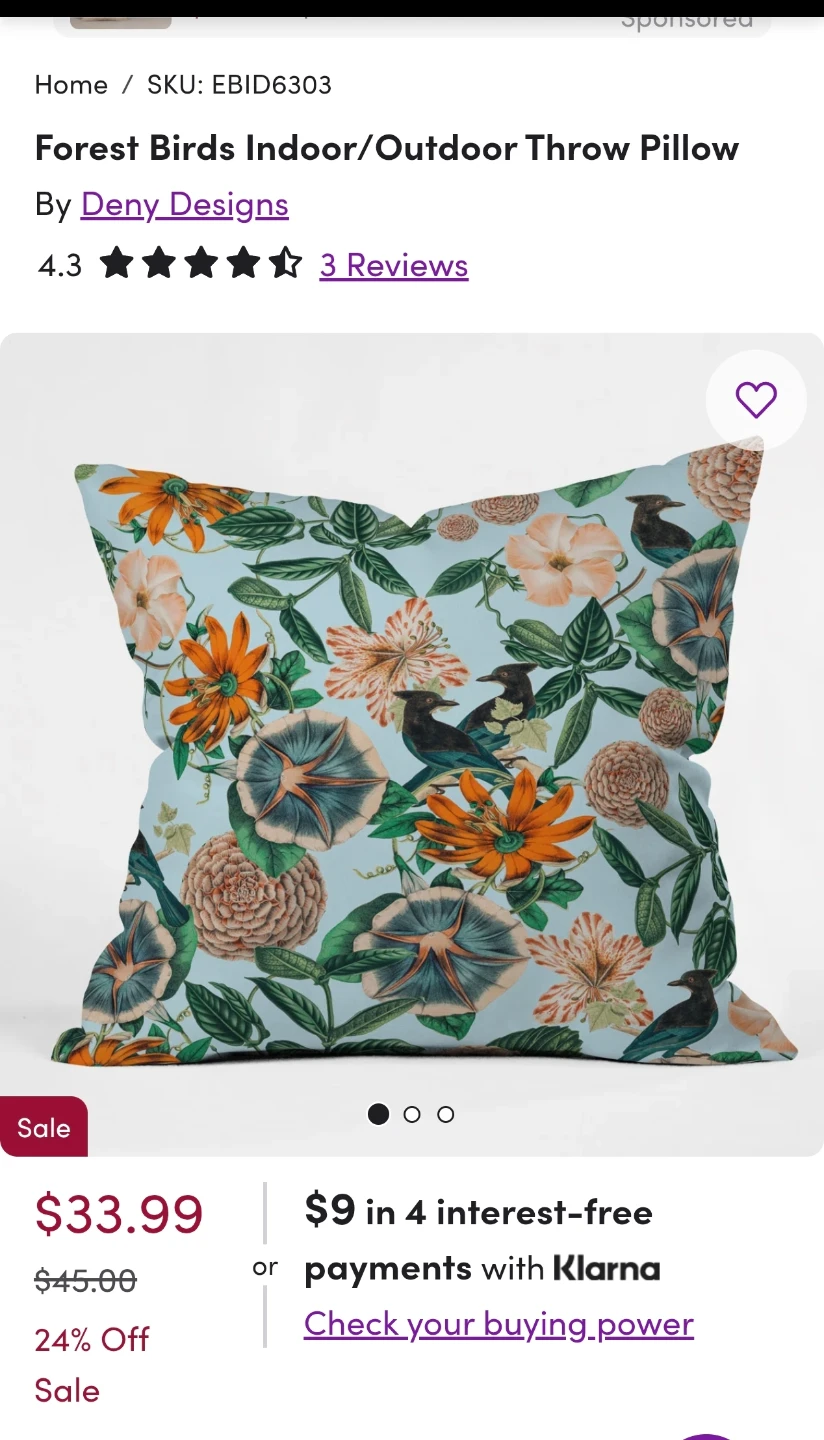 Deny Designs Forest Birds Throw Pillow