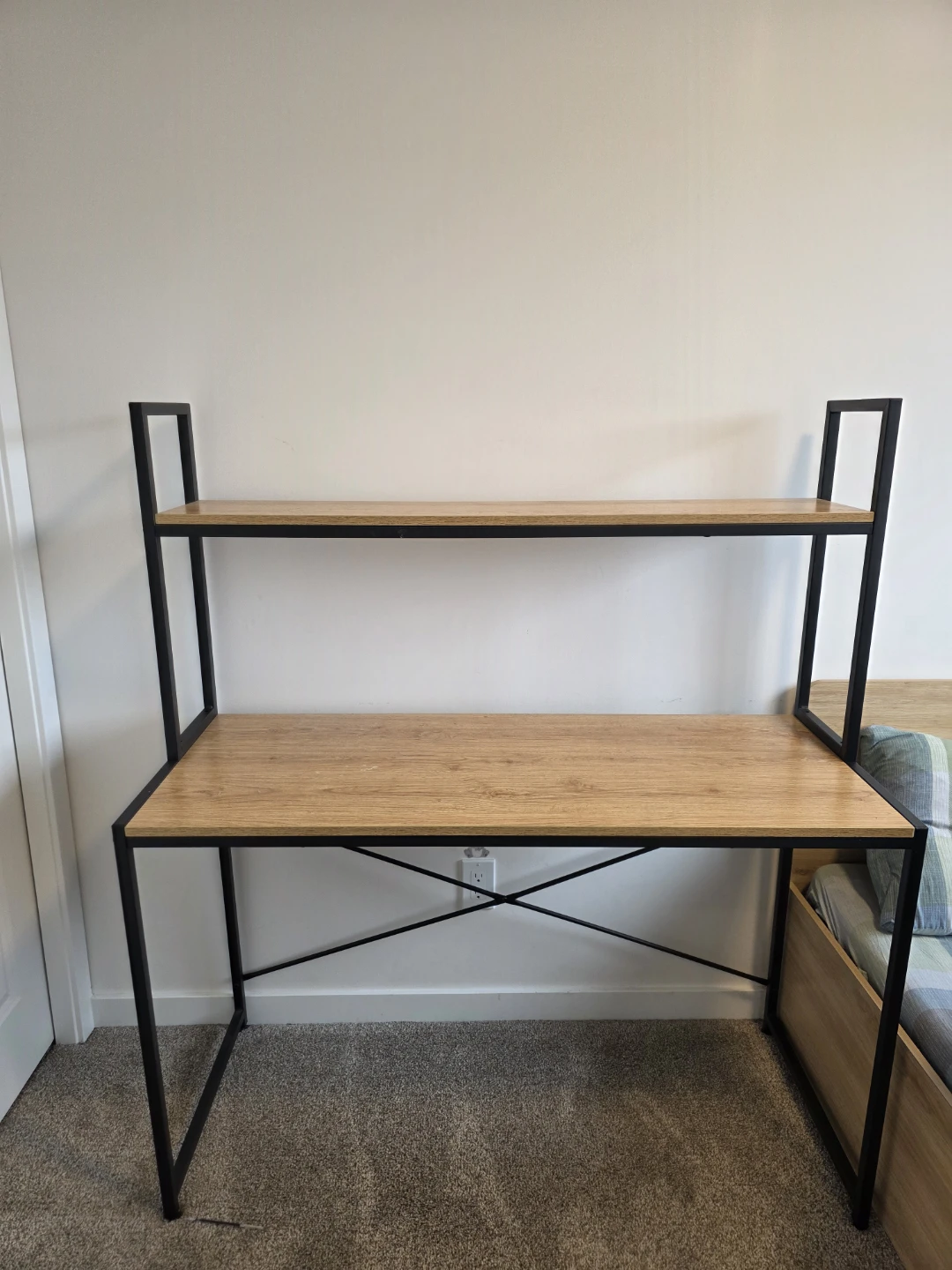 Industrial style computer desk with shelf - photo 2