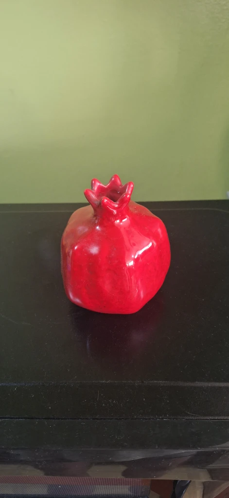 Red Pomegranate Ceramic Vase