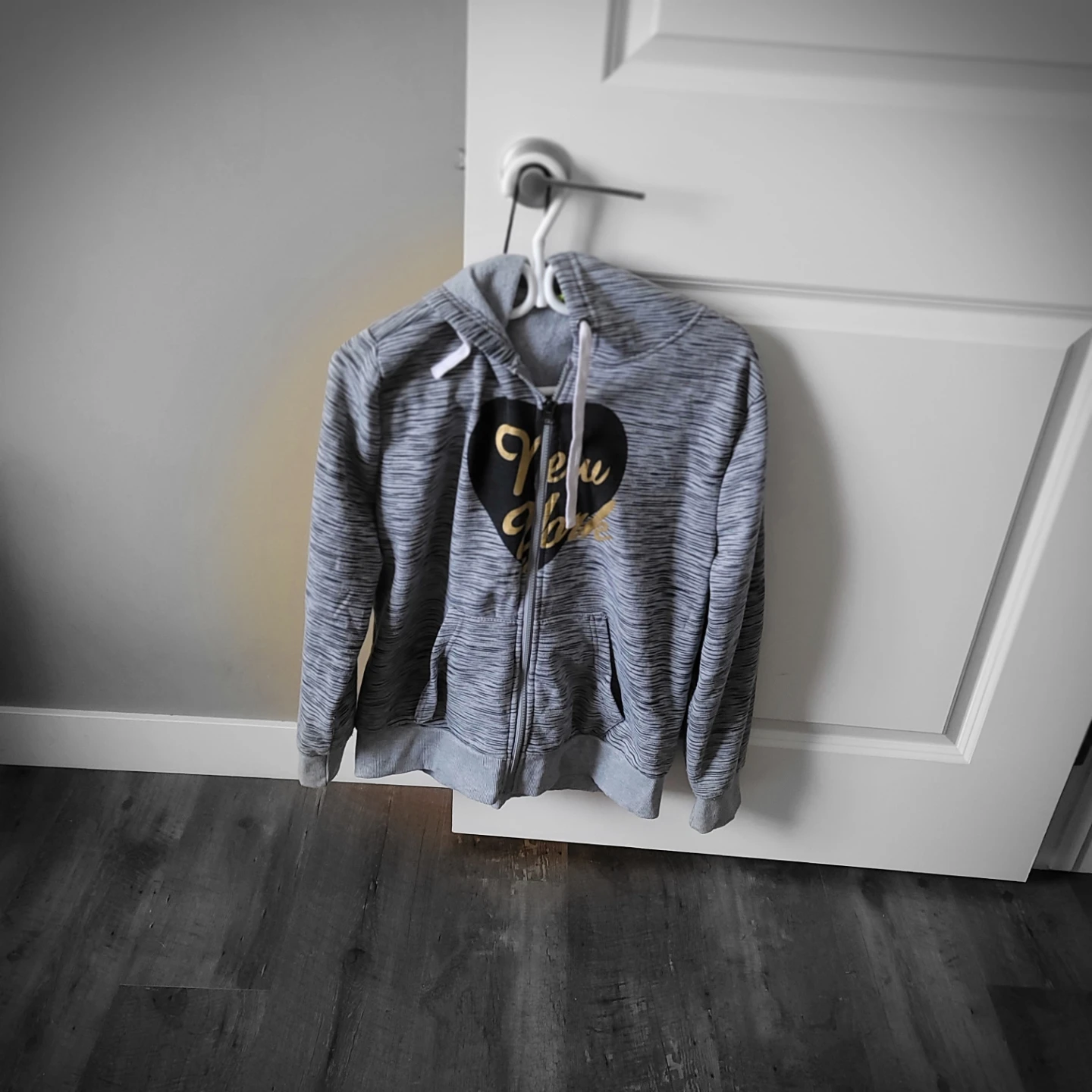 Grey New York Heart Zip-Up Hoodie