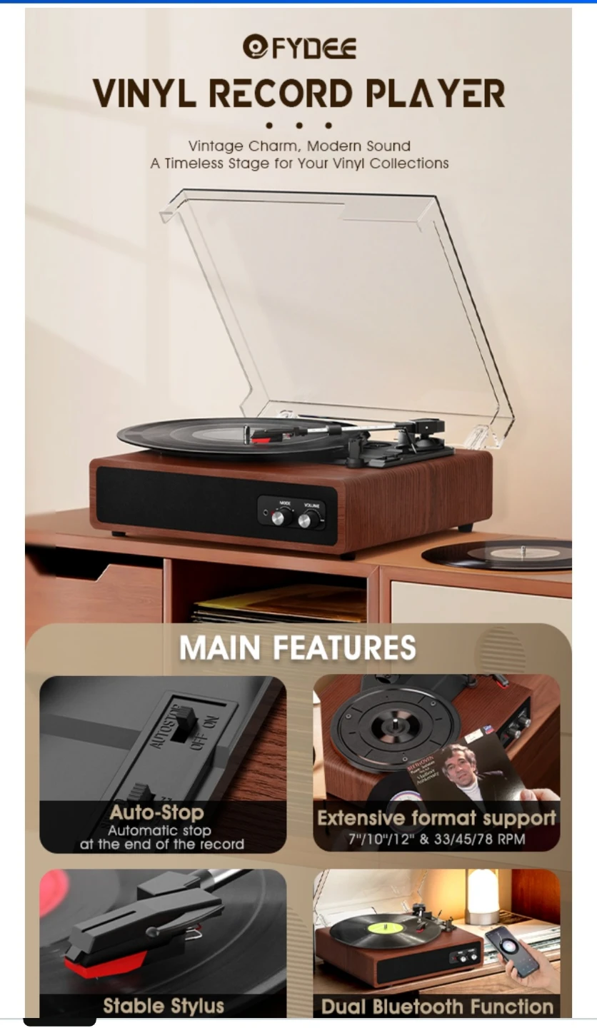 FYDEE Vinyl Record Player
