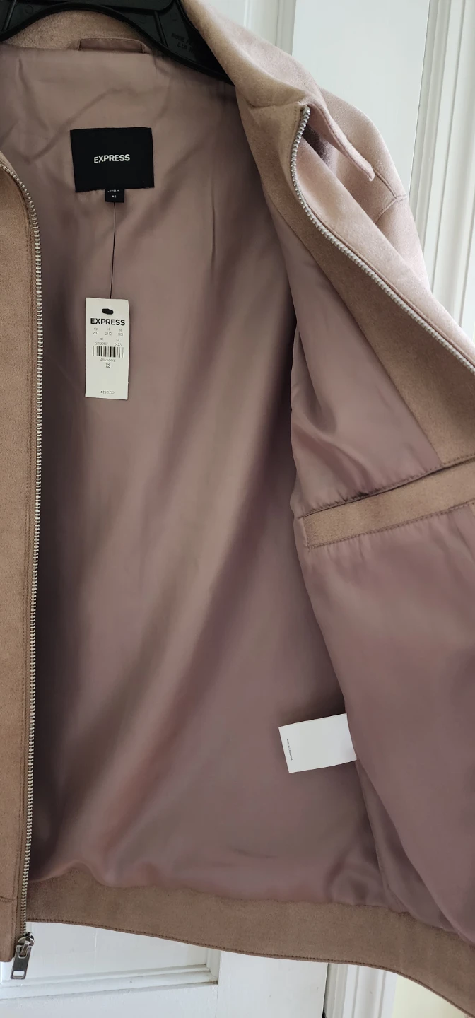 Express Men's Beige Suede Bomber Jacket XS - photo 4