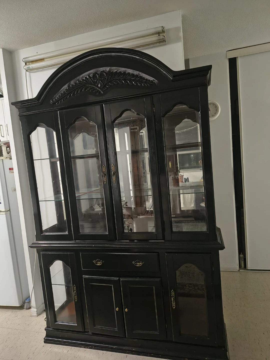Black Wooden China Cabinet Hutch