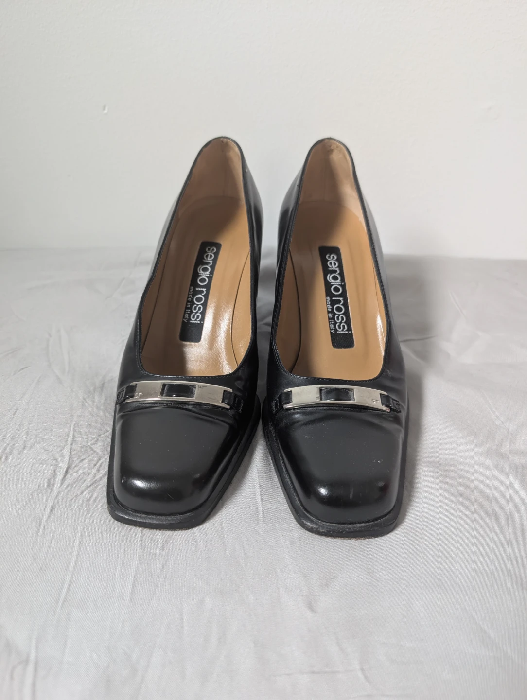 Sergio Rossi black leather pumps