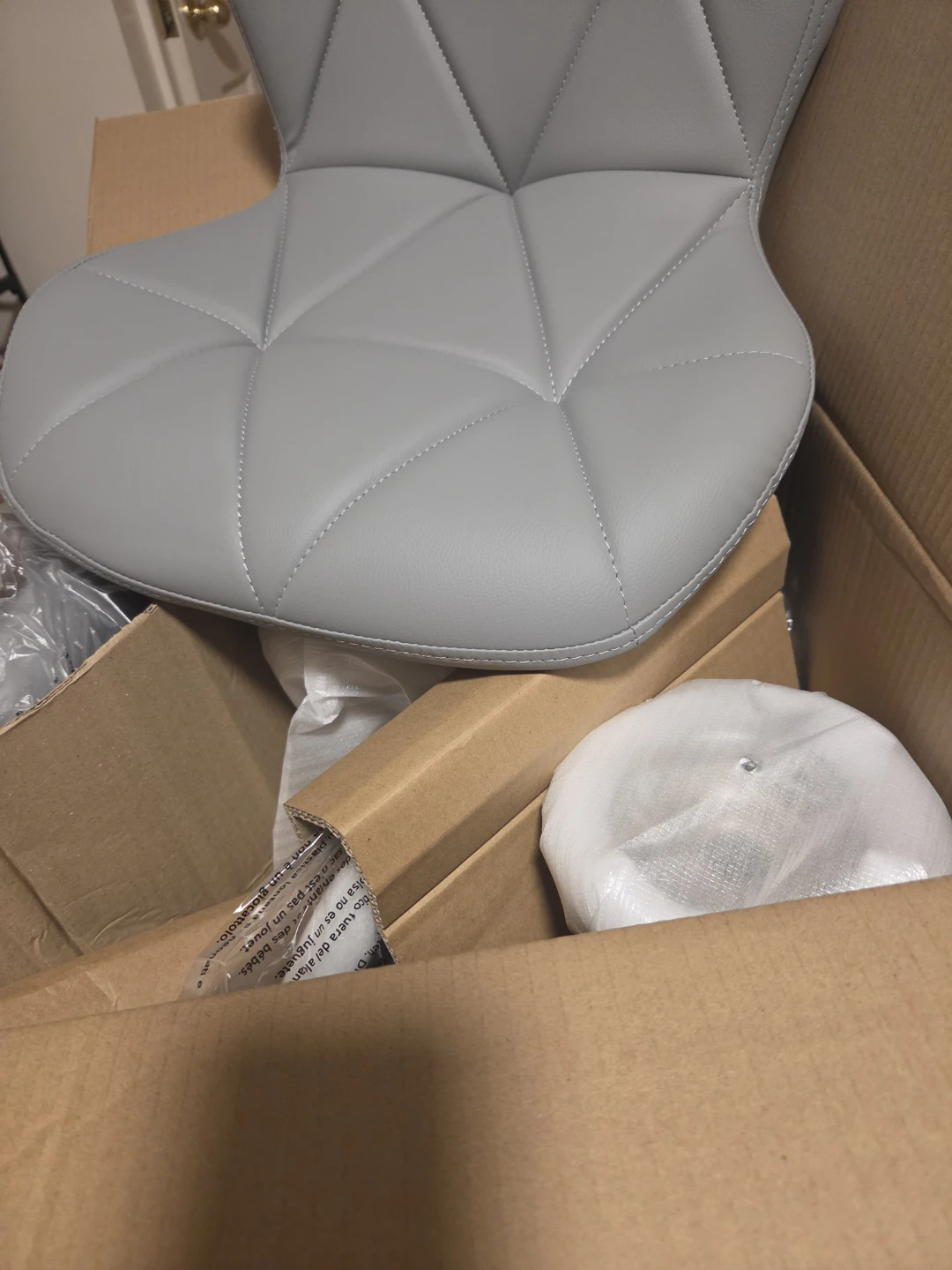 Modern Gray Faux Leather Geometric Accent Chair