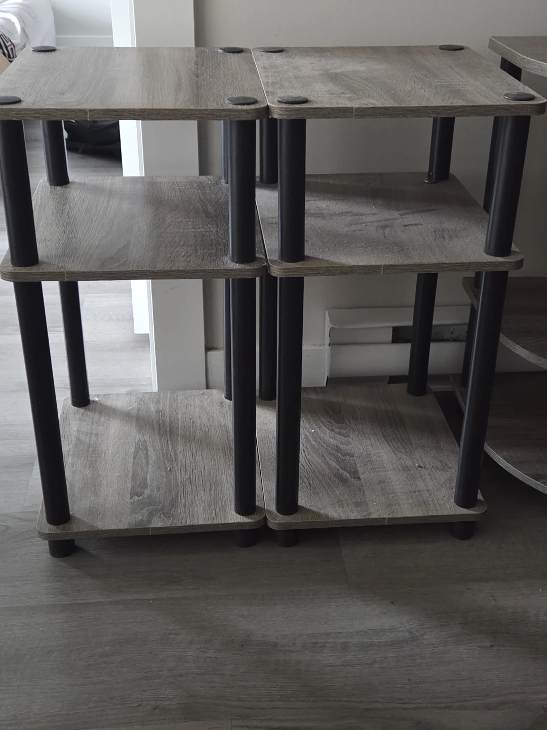 Set of Two Grey Wood Grain Shelving Units
