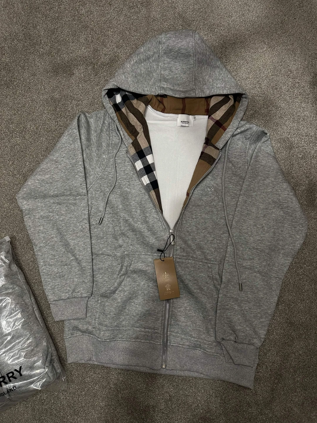 Burberry Zip-Up Hoodie Grey