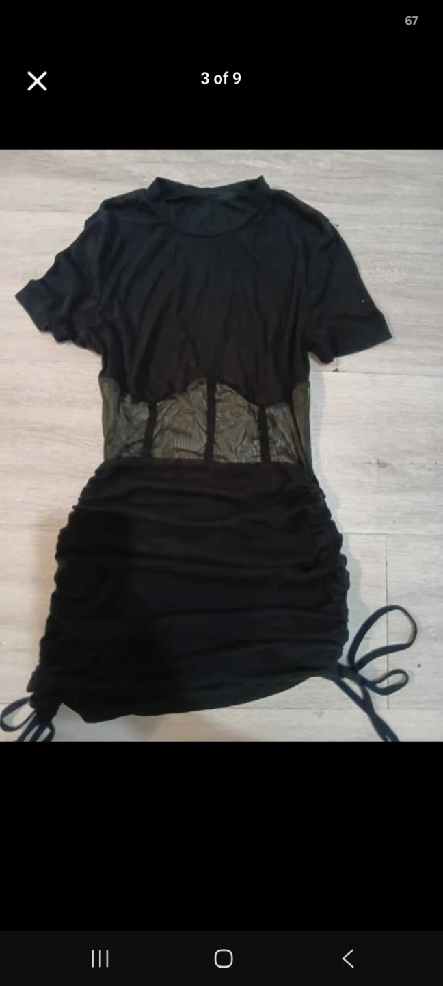 Black mesh corset mini dress