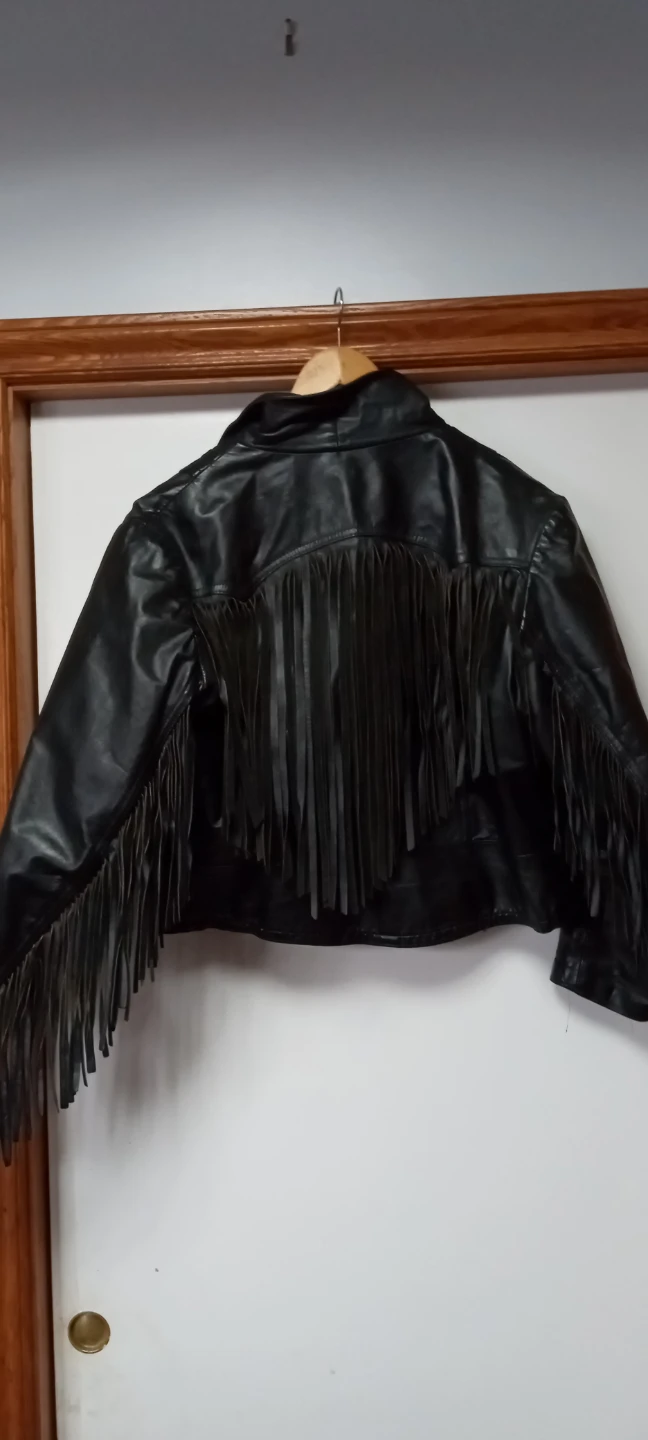 Women's Black Leather Fringe Jacket - photo 2