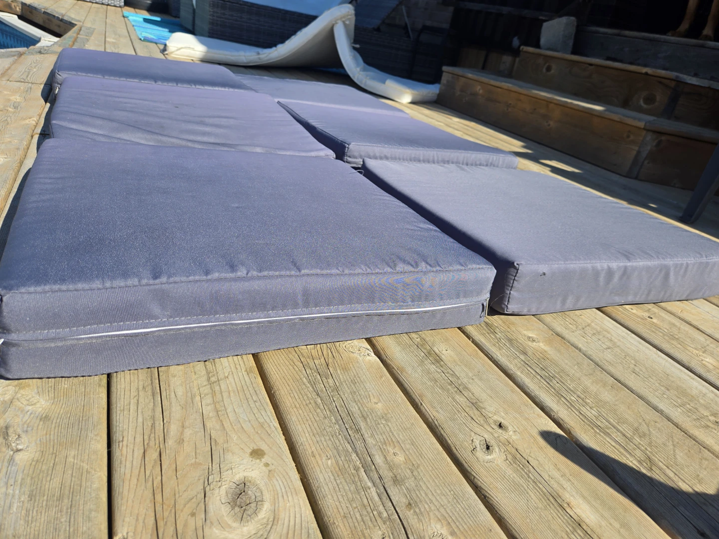 Set of 6 Grey Outdoor Patio Seat Cushions - photo 3