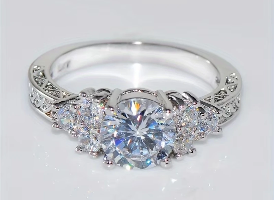 Silver-toned cz decorative ring - photo 2