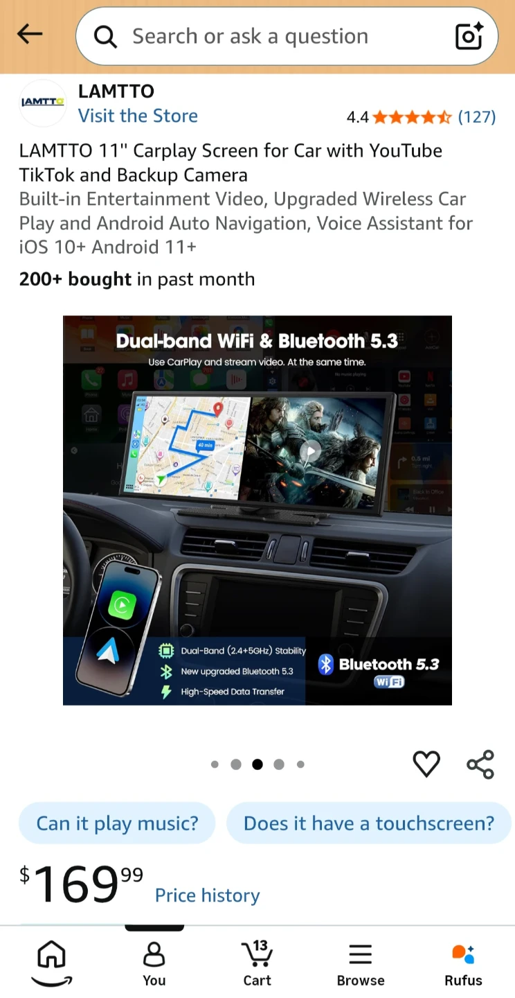 LAMTTO 11-inch Wireless Carplay and Android Auto Screen - photo 4