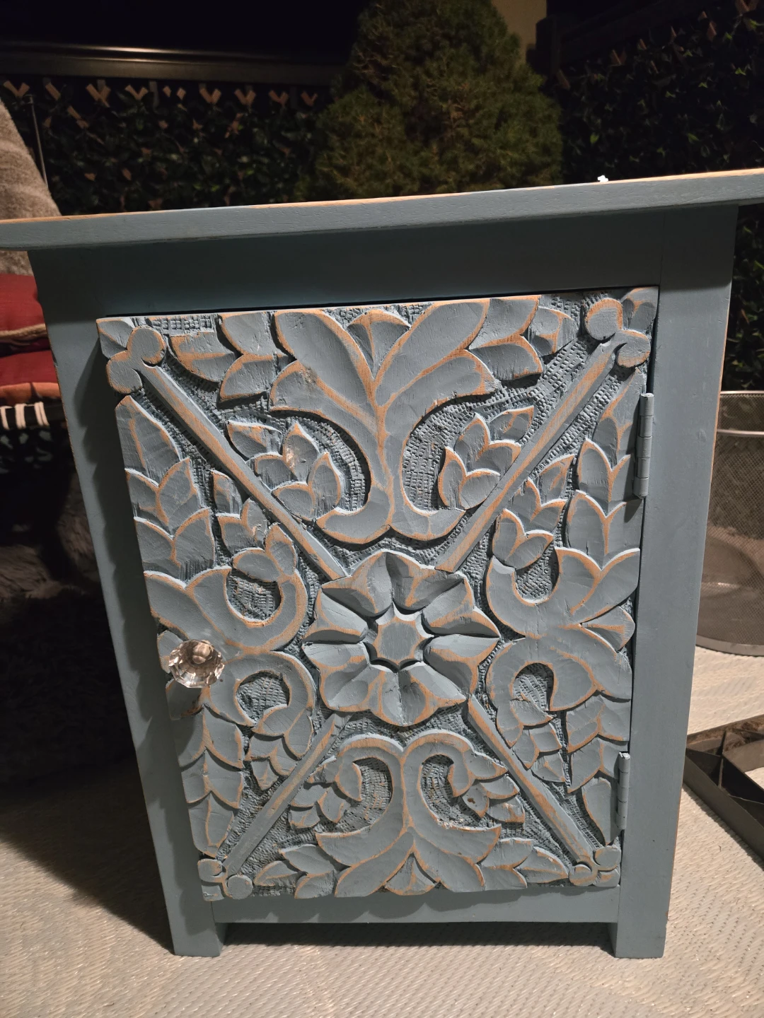 Blue Carved Wood Side Table - photo 3