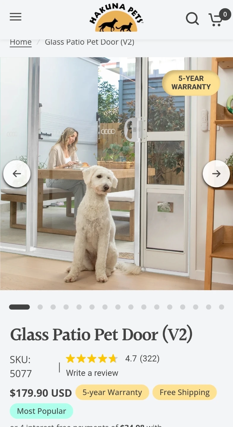 Hakuna Pets Glass Patio Pet Door Size Large - photo 3