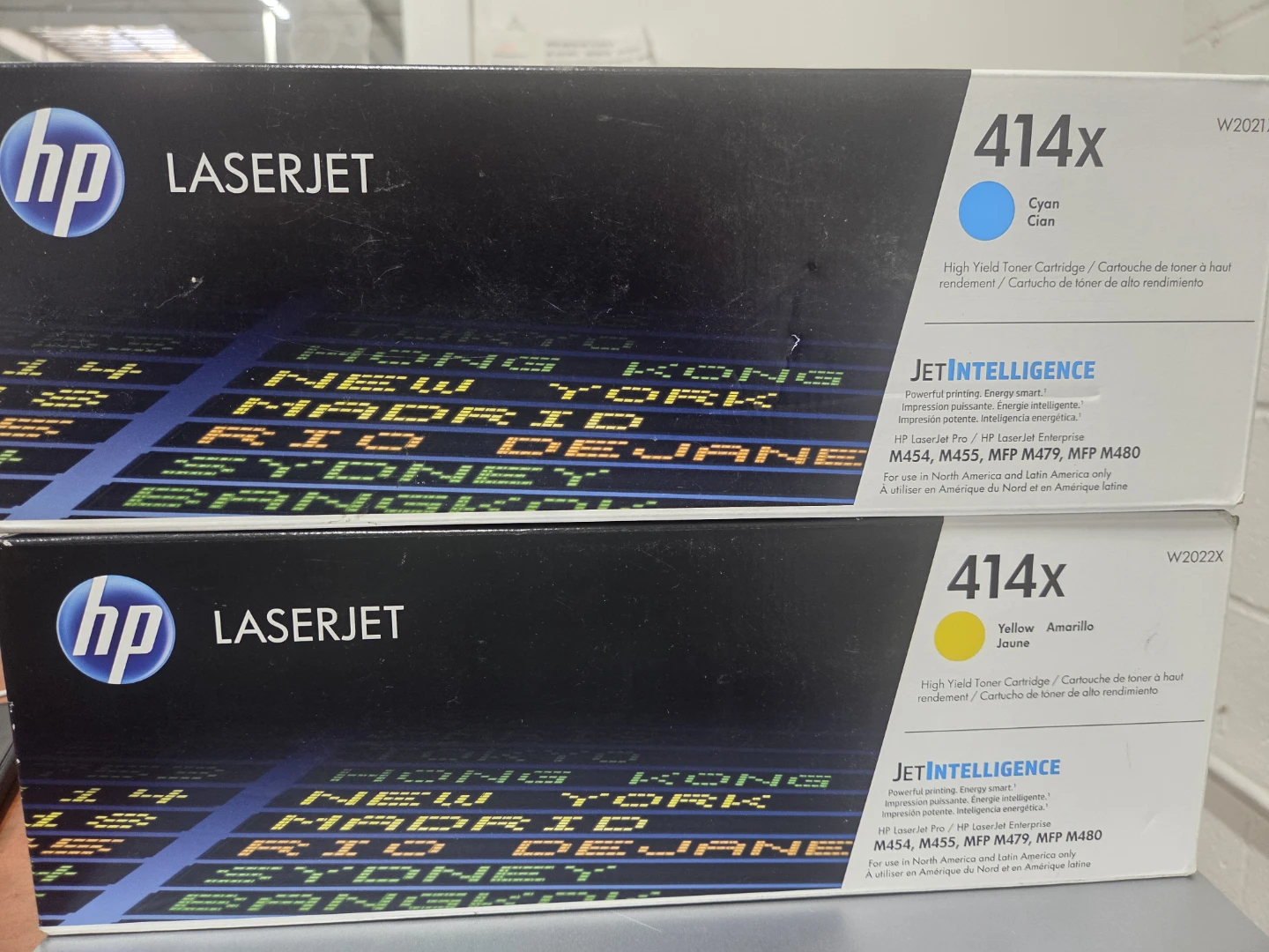 HP 414X Cyan and Yellow and cyan Toner Cartridges