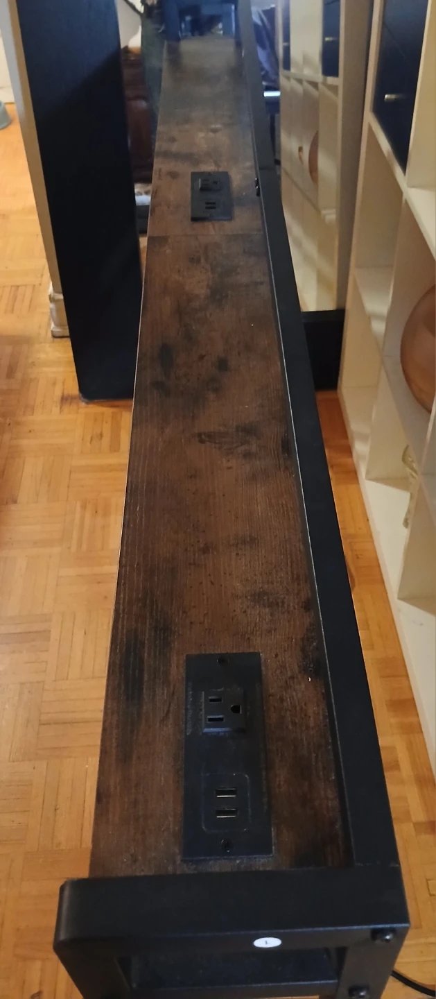 Industrial Style Slim Console Table with Power Outlets - photo 4