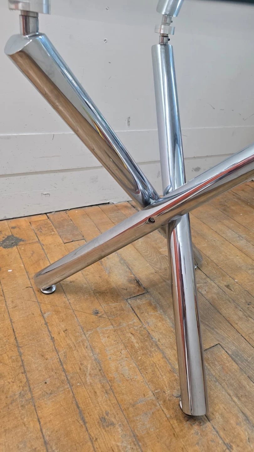 Round Glass Coffee Table with Chrome Base - photo 3