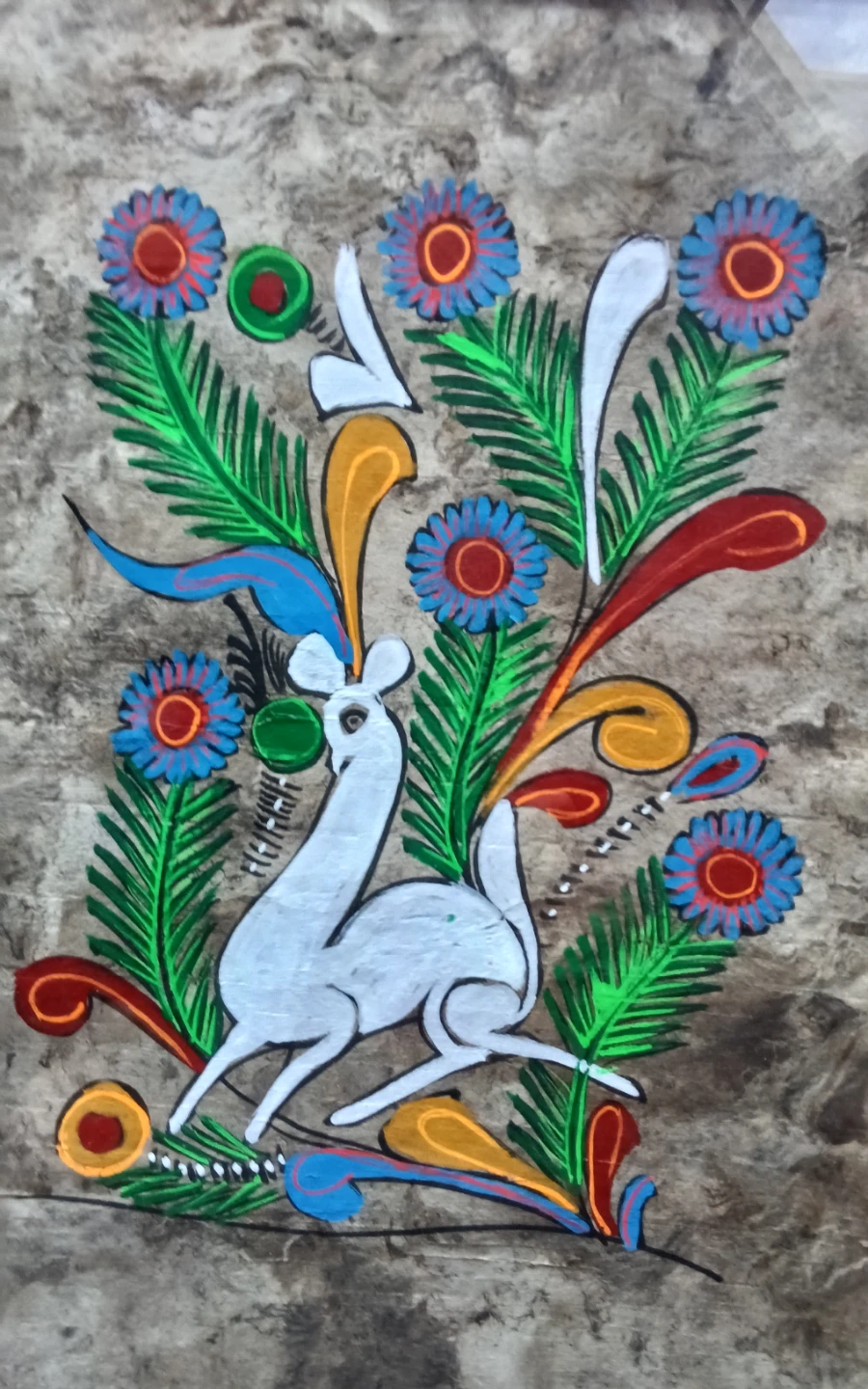 Vintage Mexican Folk Art Deer Painting - photo 3