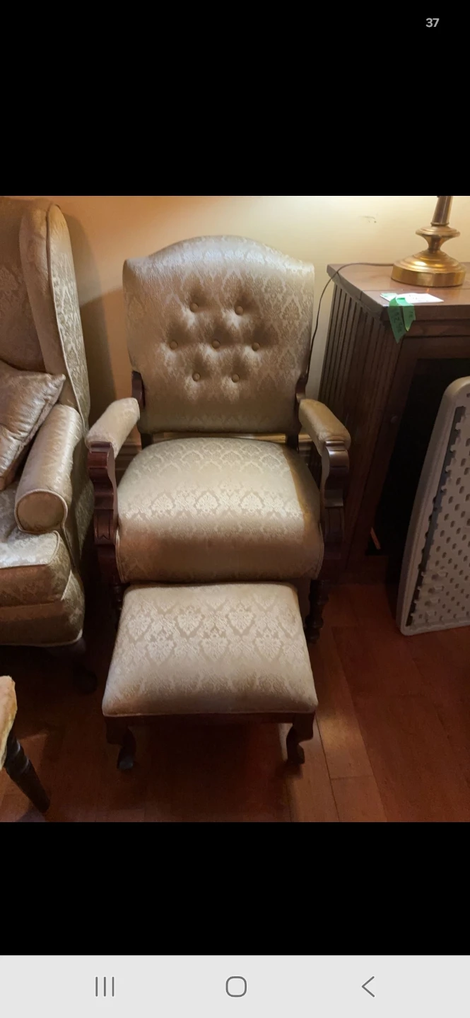 Vintage Accent Chair with Matching Ottoman