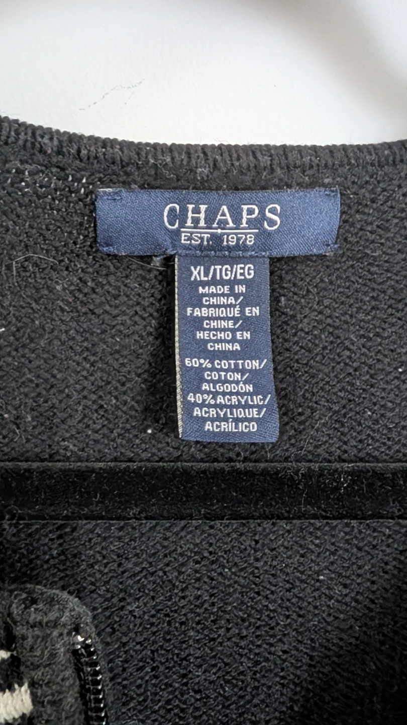 Chaps Black and White Full-Zip Cardigan - photo 2
