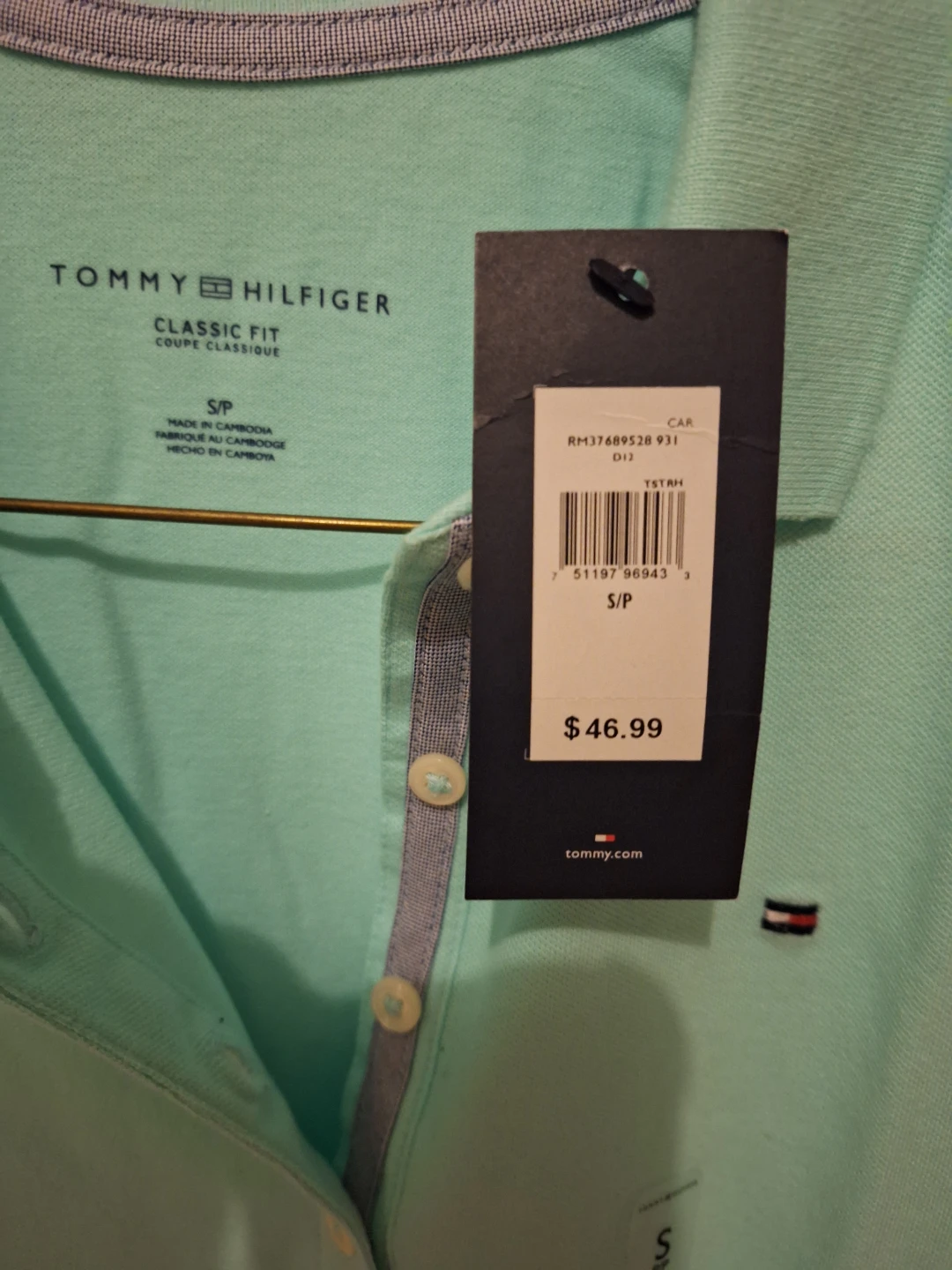 Womens New Tommy Hilfiger Classic Fit Polo Shirt, turquoise - photo 2