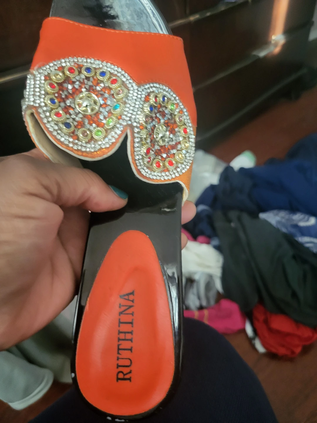 Ruthina Orange Embellished Heels Size 41 - photo 5