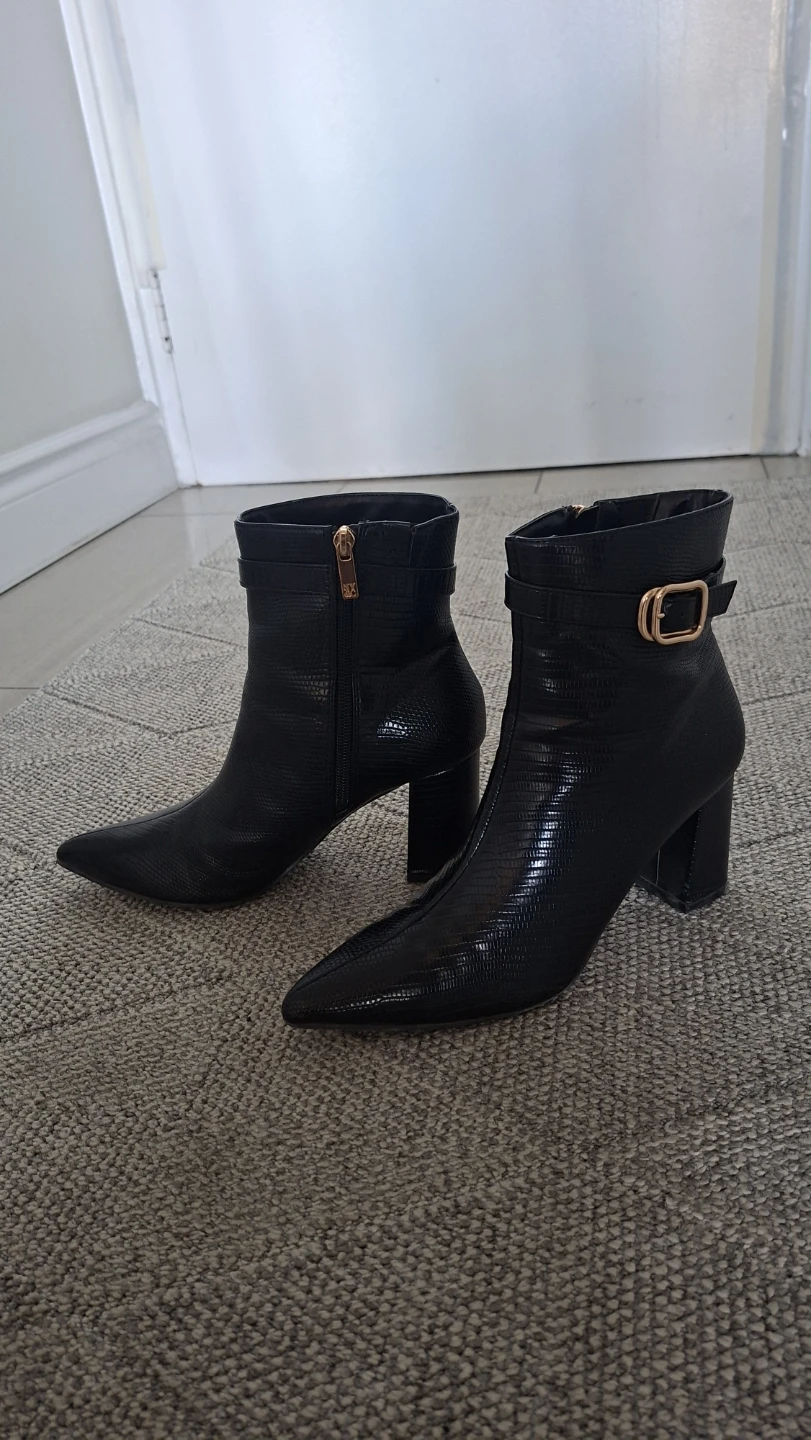 Black Heeled Ankle Boots with Buckle - photo 5