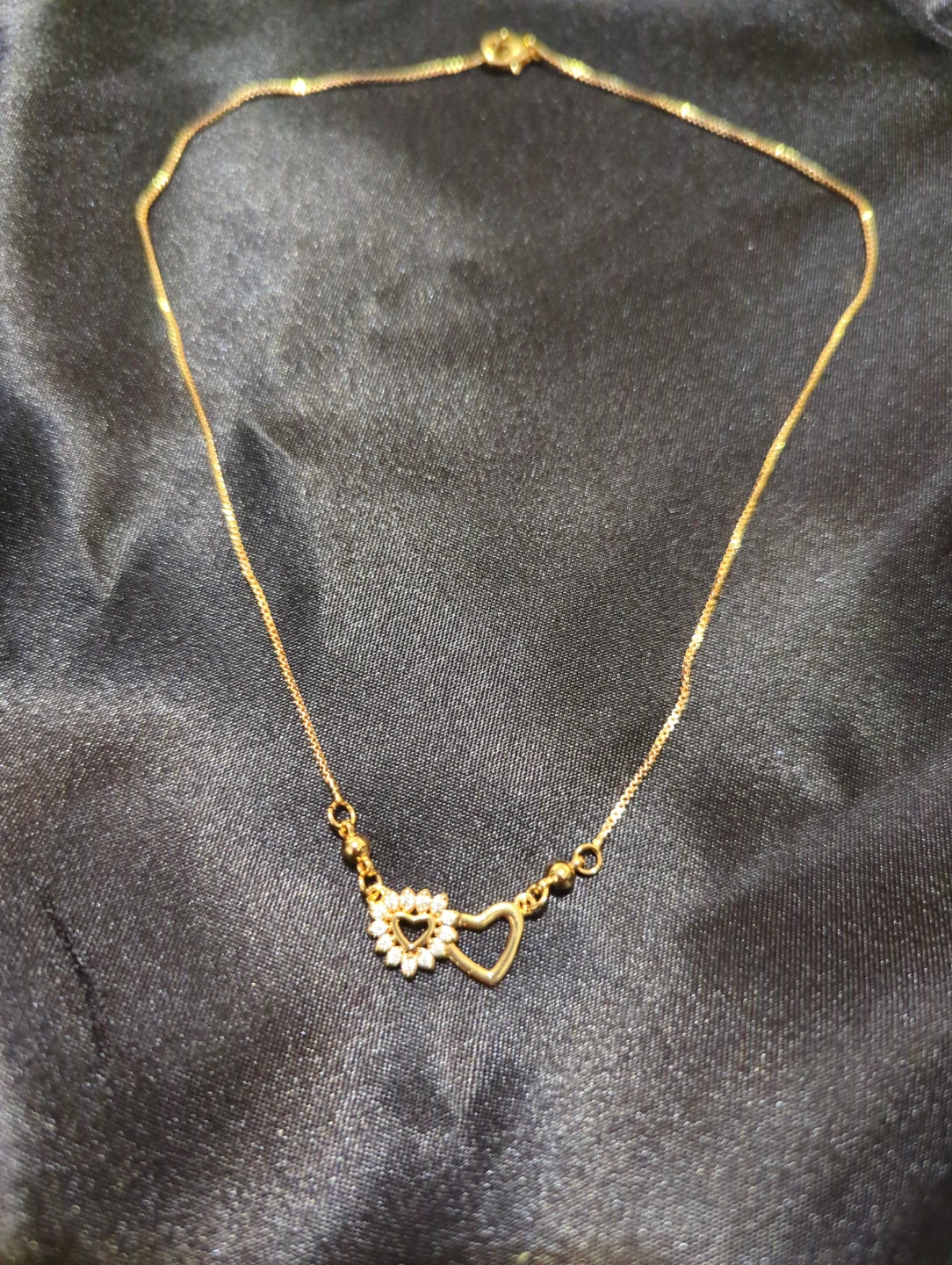 Gold-tone Heart Necklace with Rhinestones - photo 2
