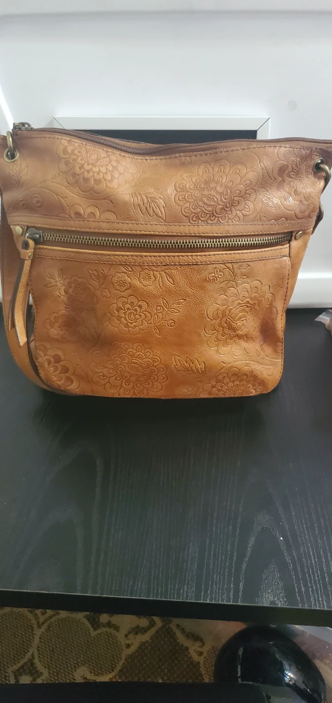 Fossil Embossed Leather Crossbody Bag