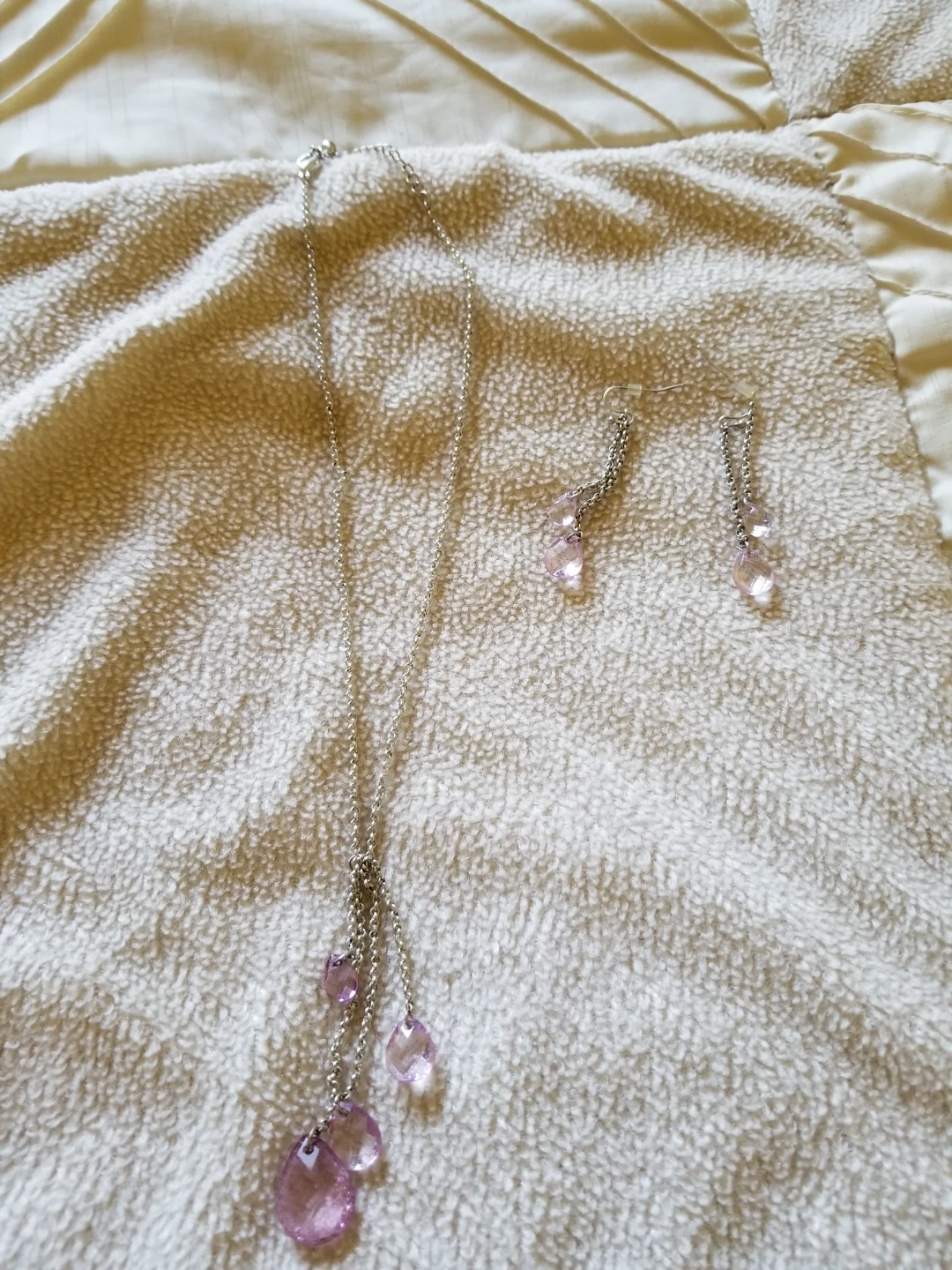 Purple Gemstone Necklace With Matching Earrings