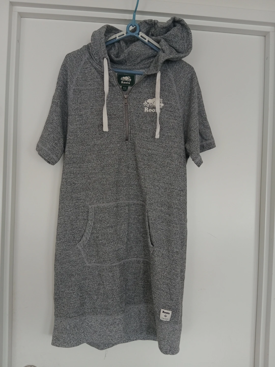 Roots Grey Hooded Short Sleeve Sweatshirt
