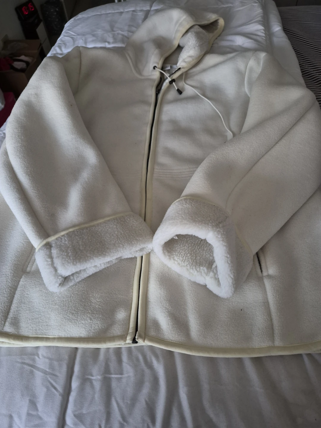 Cream Fleece Zip-Up Hoodie coat - photo 2