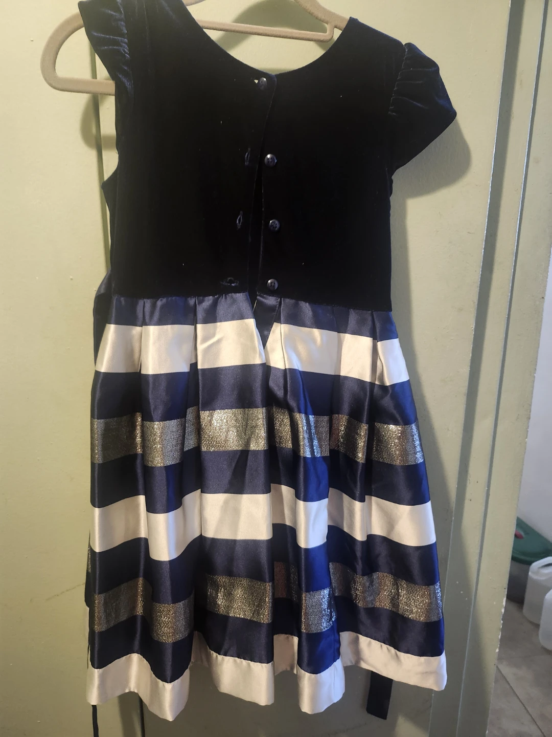 Girls Velvet and Striped Dress - photo 2