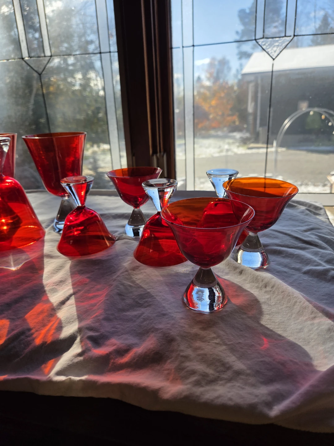 Vintage Ruby Red Cocktail &Sherbet Glasses