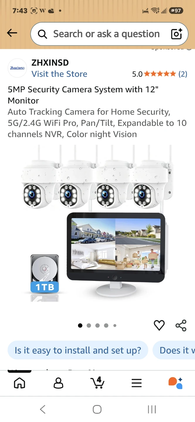 ZHXINSD 5MP Security Camera System with 12" Monitor - photo 2
