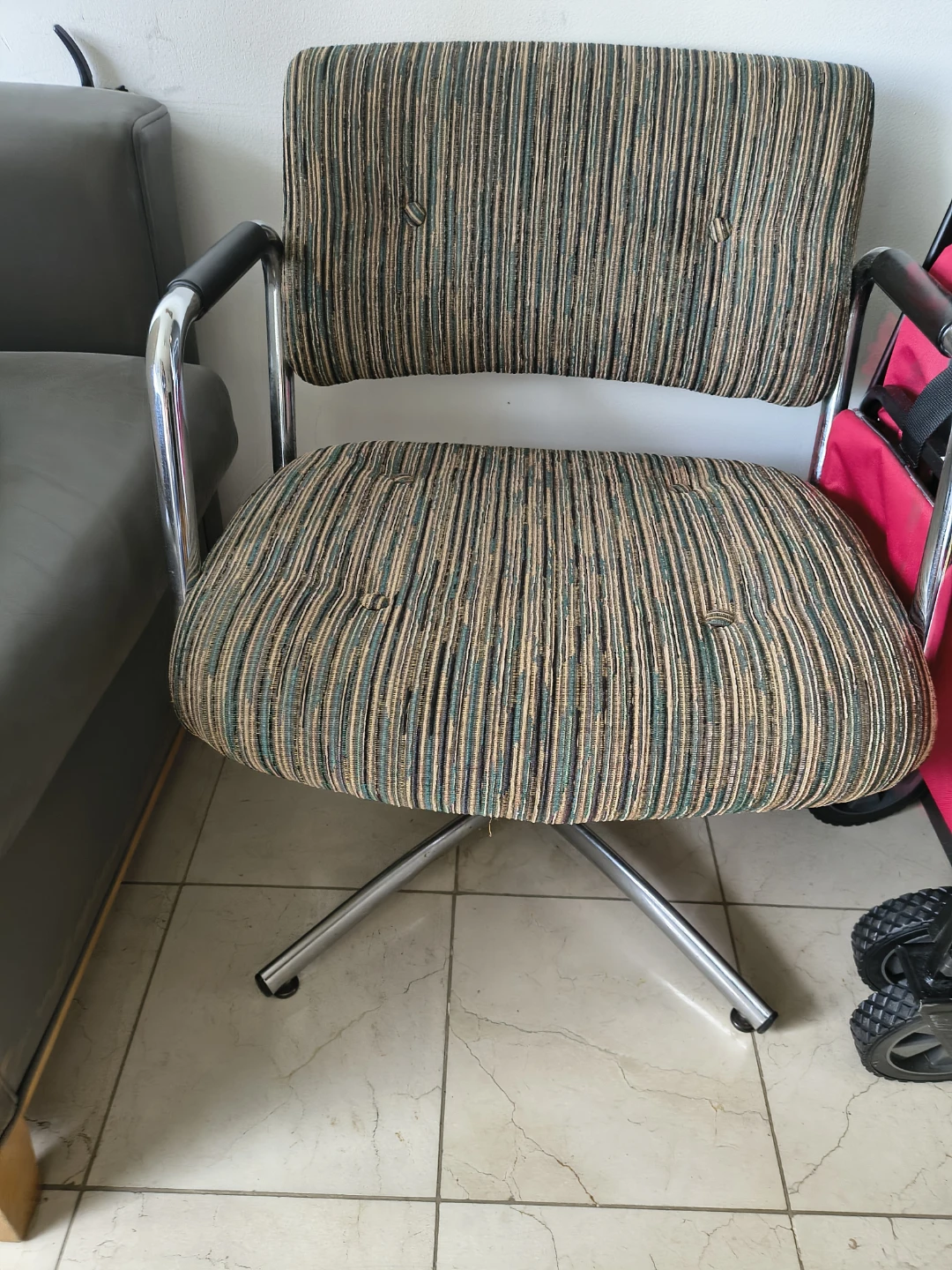 2 Vintage Striped Armchairs