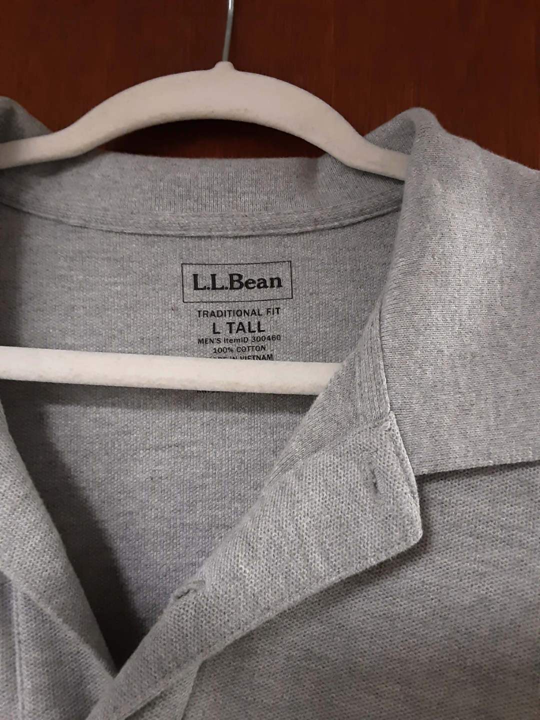 L.L.Bean Traditional Fit Long Sleeve Polo, Gray, L Tall
