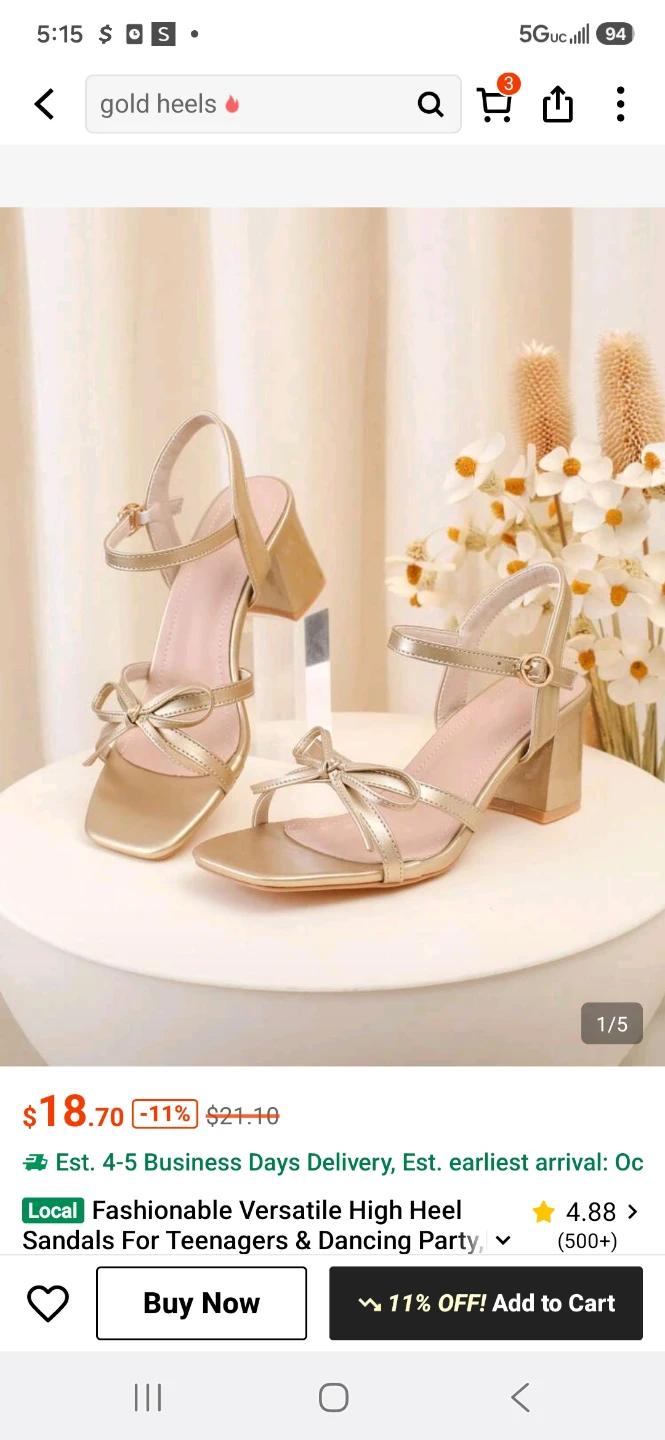 Gold Bow High Heel Sandals sz 7.5