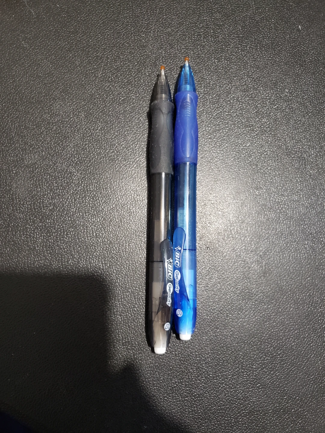 Two BIC Gelocity 0.7mm Retractable Gel Pens