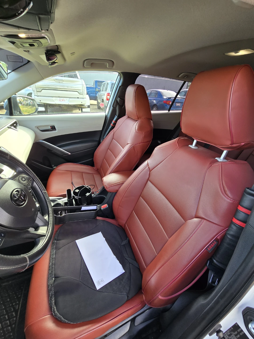 EKR Burgundy Faux Leather Seat Covers for Toyota Corolla Cross