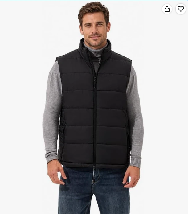 Black Expandable Puffer Vest