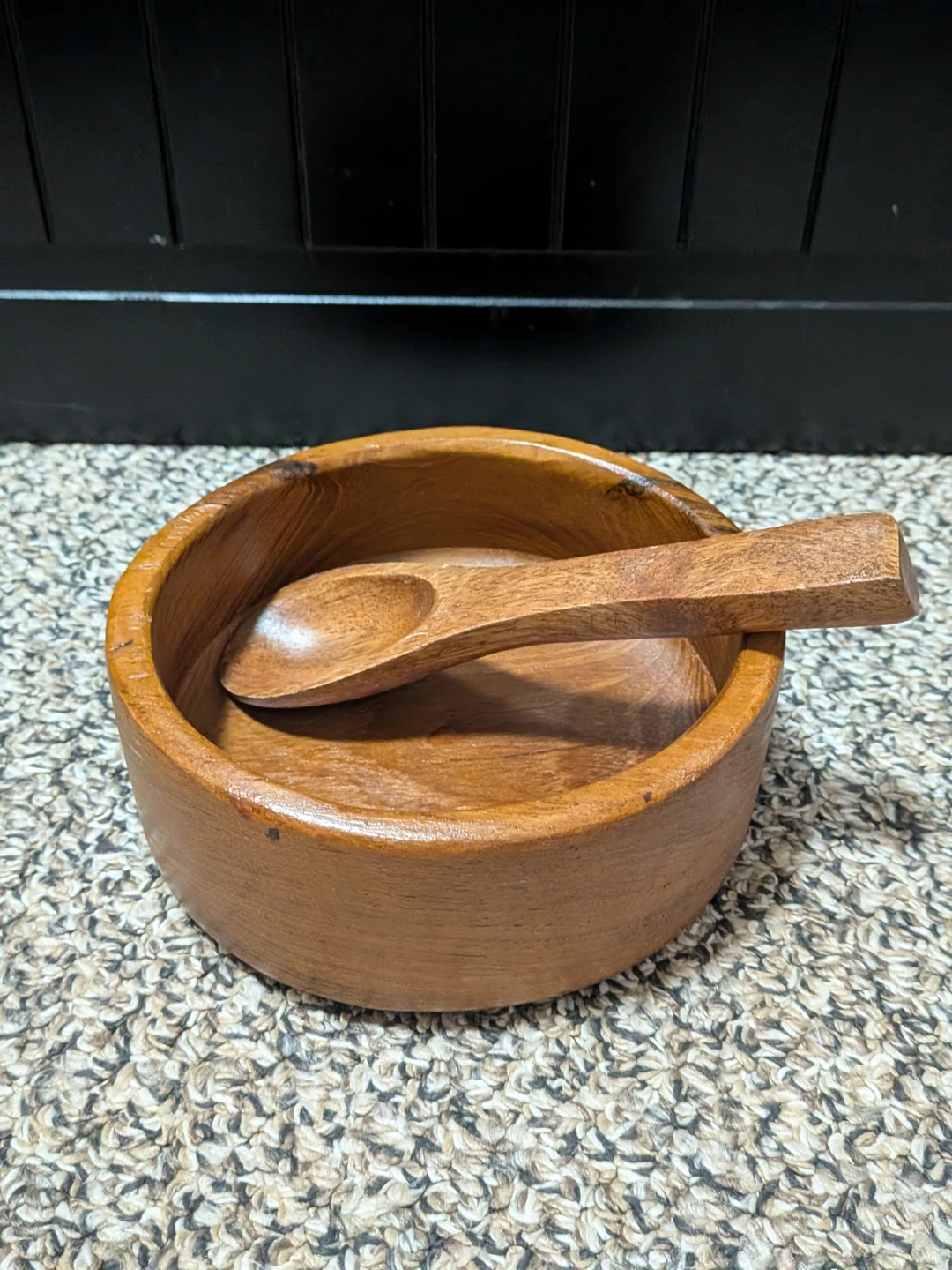 Small wood bowl with spoon