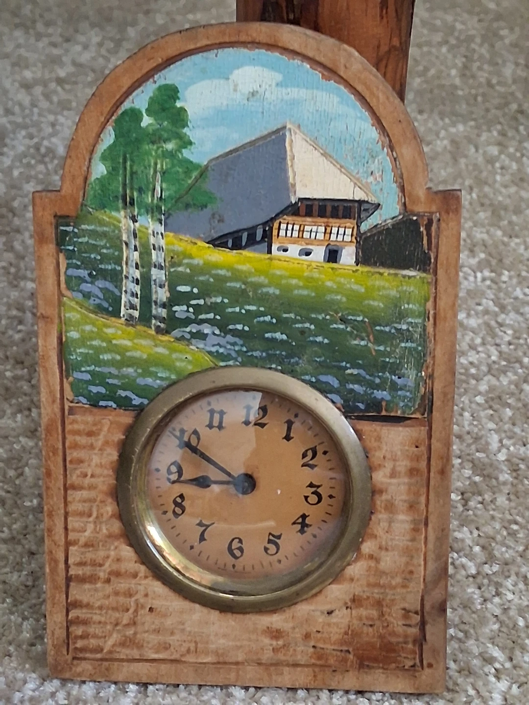 Vintage Hand-Painted Wooden Clock - photo 3