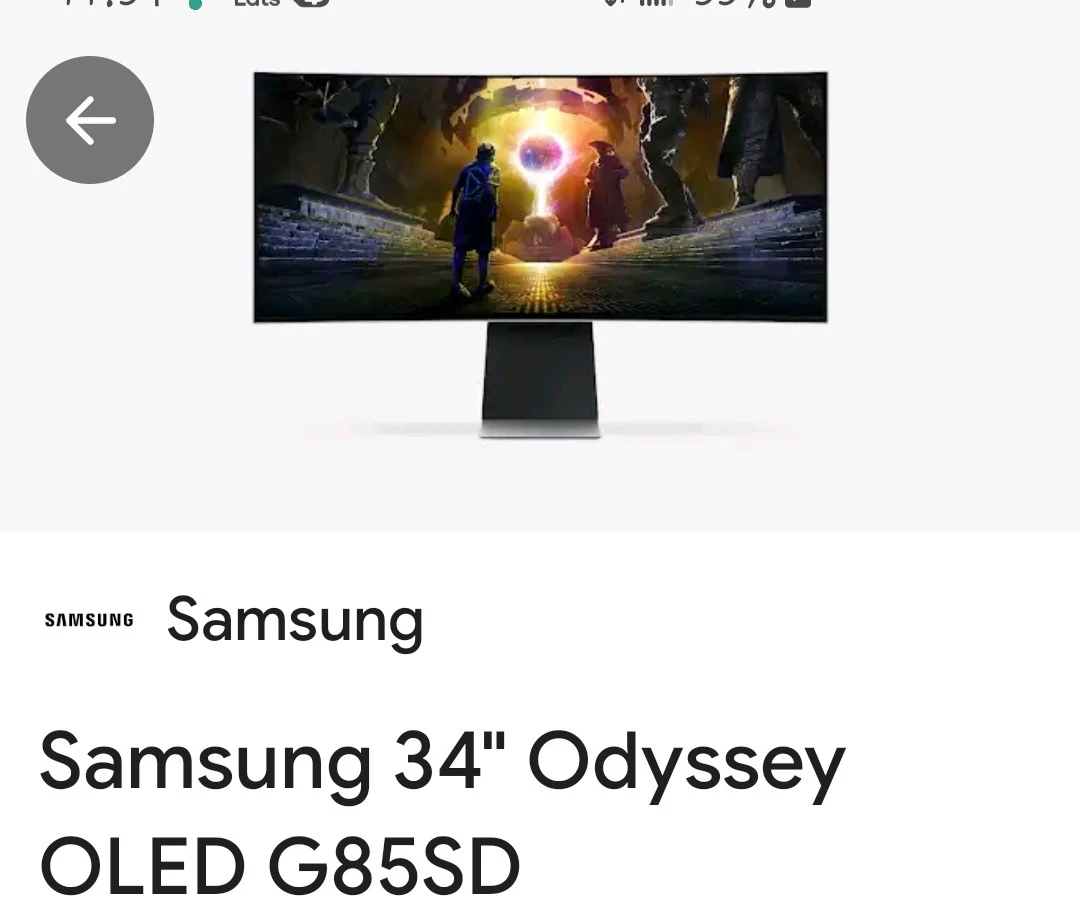 Samsung 34" Odyssey OLED G85SD Monitor